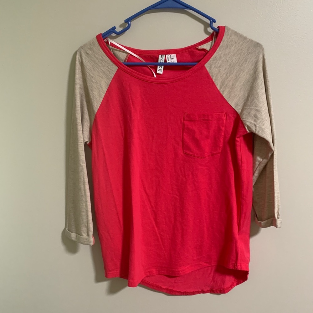 Bright Pink and Grey Stretchy H&M Shirt